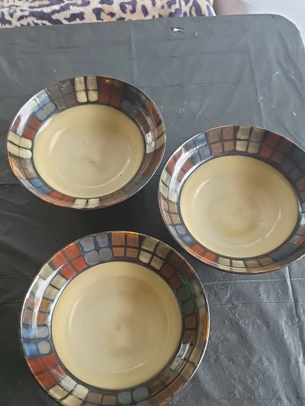 Pfaltzgraff Brown and Cream Ceramic Bowl Set Of 3